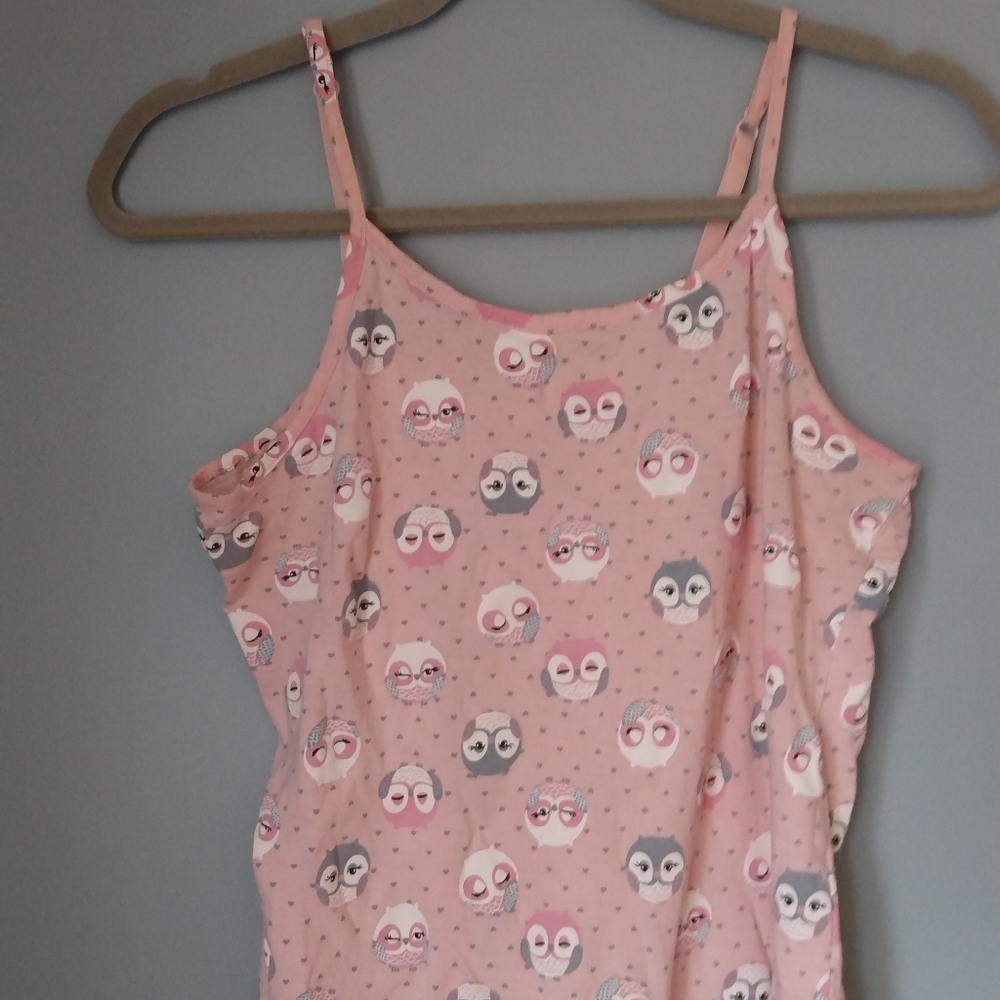 PJ Owl Pajamas Top / Tunic Camisole Pink and Gray